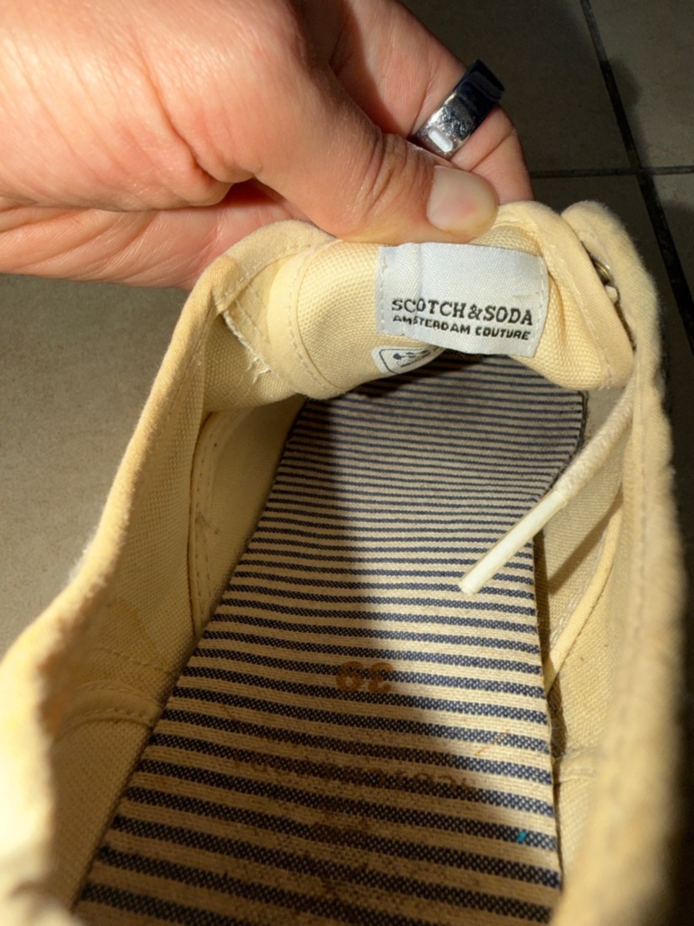 Superga Scotch & Soda Navy and Cream Striped Low-Top Sneakers - Picture 3 of 3